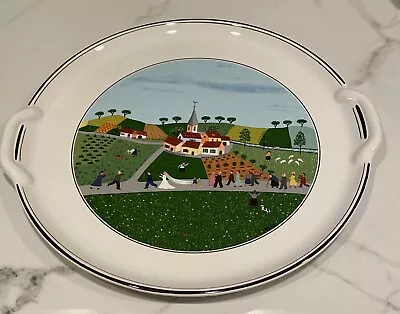 Vintage Villeroy & Boch - Design Naif - Handled Cake Plate Wedding Scene • $29.99