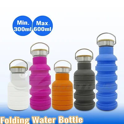 $14.95 • Buy Magic Collapsible Silicone Folding Hiking Water Bottle Outdoor Yoga Sport Kettle