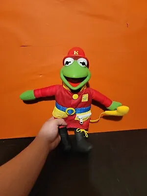 Vintage 1990 Muppets Henson Kermit The Frog Fireman Learn To Dress Plush Doll • $13