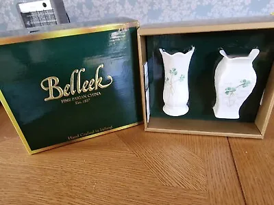 £10 • Buy BNIB Belleek Fine China Set Of Two (2) Mini Vases - Made In Ireland RRP £39