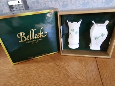 £10 • Buy BNIB Belleek Fine China Set Of Two (2) Mini Vases - Made In Ireland RRP £39