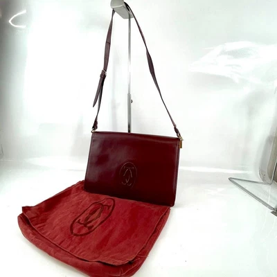 $106.95 • Buy Authentic Cartier Must De Cartier Leather Shoulder Cross Body Bag Bordeaux USED