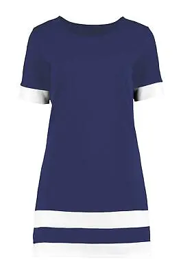 Womens Colour Block Stripe Bodycon Dress Ladies Short Sleeve Shift T Shirt Dress • £5.99