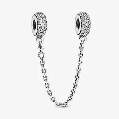 S925 Silver Plated Sparkling Pavé Safety Chain Charm Bracelet And Necklace Q9 • £12.95