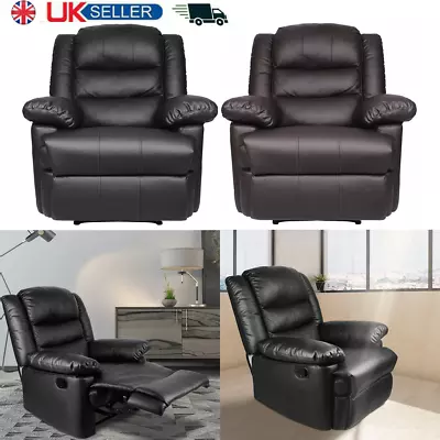 Manual Armchair Sofa Luxury Seater PU Leather Home Lounge Cinema Recliner Chair • £153.99