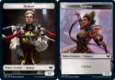 Moderate Play English MTG Foil Human Token (001) // Vampire Token (016) - Foil  • $0.99