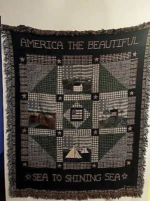 Warren Kimble “America The Beautiful” Patriotic Woven Throw Blanket • $29.99