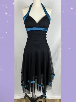 Masquerade Dress Handkerchief Hem Black Blue Size Small Goth Prom Fairy 90s Y2K • $65