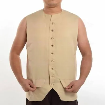 Medieval Mens Waistcoat Victorian Steampunk Gothic Front Button Vest Fancy Dress • $17.99
