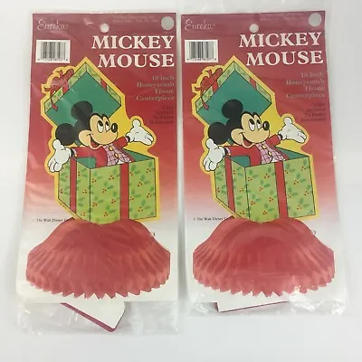 2 Vtg Disney Xmas Mickey Mouse Honeycomb Tissue Paper Centerpieces Eureka A2 • $16.99