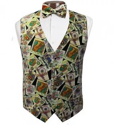 New Mardi Gras Jazz Posters Tuxedo Vest And Tie • $148.50