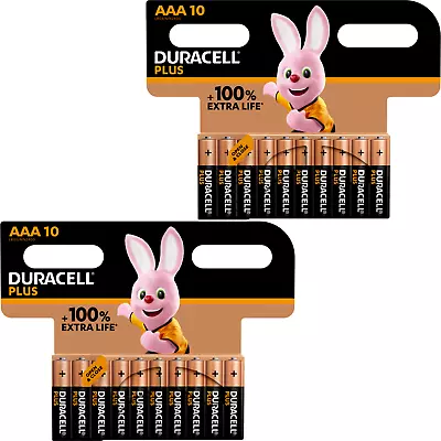 20 Duracell AAA Plus Power Alkaline Batteries LR03 MN2400 Longest Expiry UK NEW • £10.89