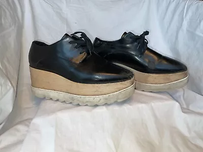 Sz 38 Stella McCartney Unique Wooden Platform Black Shoes - PreOwned • $48