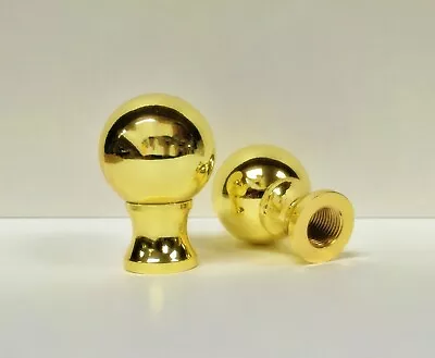 Lamp Finial-Machined Metal-Dual Thread **BALL DESIGN** Pol. Brass Finish (1-pc) • $8