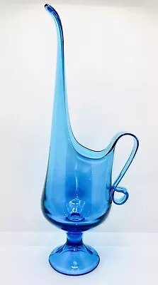 Vintage Caribbean Blue Art Glass Candle Holder • $100