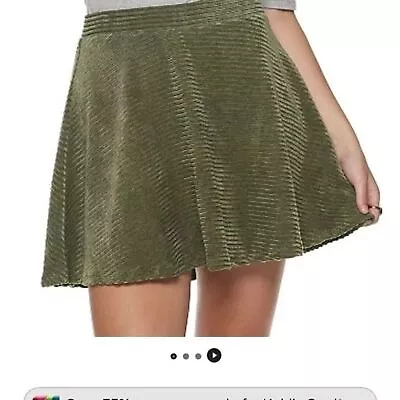 SO Junior's  ® Corded Velour Skater Skirt In Olive Green • $11