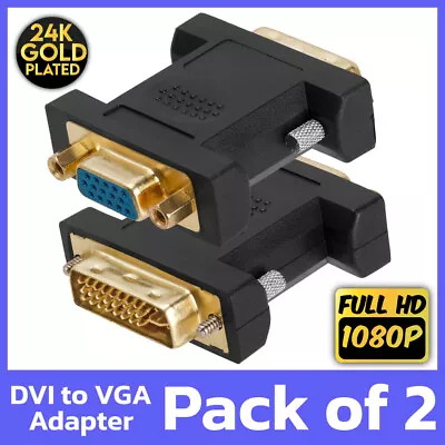 2 Pack DVI To VGA Adapter DVI-I 24+5 Male VGA Female Monitor Connector Converter • $9.99