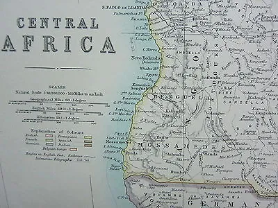 1910 Map ~ Central Africa Belgian Congo Rhodesia European Possessions • £88