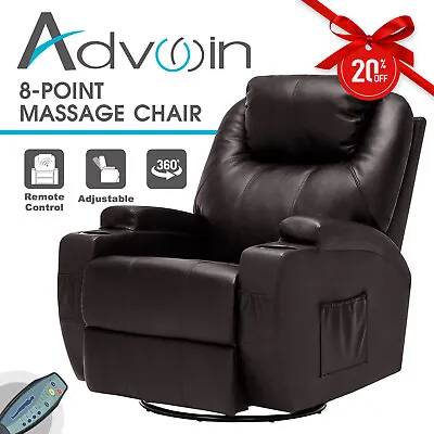 Advwin Electric Massage Chair 360 Swivel Recliner Heated 8 Point Chair Armchair • $479.90