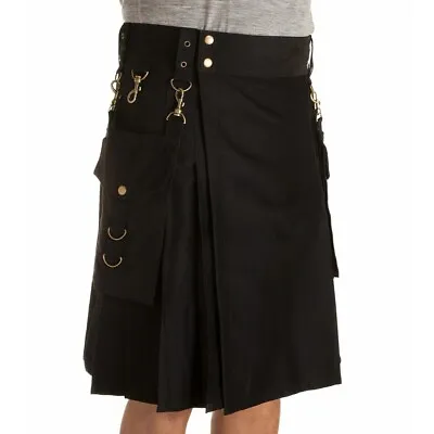 Damn Near Kilt Em Highlander Utility Kilt Large/X-Large Black Removable Pockets • $34.99