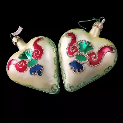 Vintage Poland Mercury Glass Christmas Ornament Heart • $11