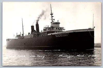 C1940 Rppc City Of Milwaukee Car Ferry Muskegon Grand Trunk • $6