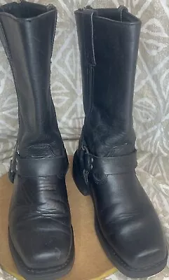 Milwaukee Women's Classic Harness MB210 Black Rear Zip Motorcycle Boots Sz 6 • $35