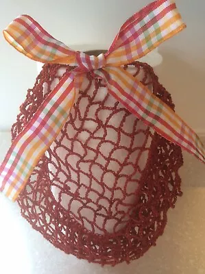 £10 • Buy 1940s Style Hair Snood/Net In Rust. Fine Yarn. Handmade. Orig Wartime Pattern. 