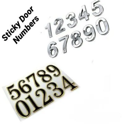 £1.89 • Buy Self Adhesive Door Numbers Chrome Finish 2  Number Letter House Apartment UK 