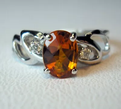 $274.99 • Buy 0.73 Ct Natural Madeira Citrine & Diamonds 10K White Gold Ring Was $625 Video