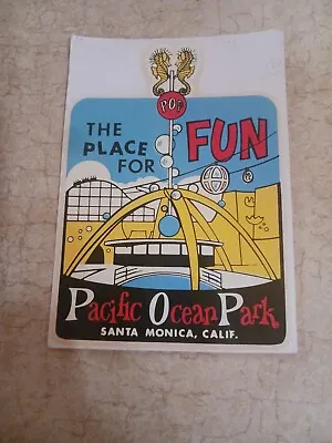 Vintage Original 1958 Pop Decal Sticker Pacific Ocean Park Santa Monica Ca Pier • $12.99