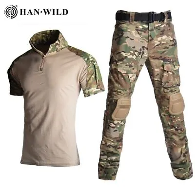 Tactical Shirt Military Uniform Suits Camouflage Tee Hunting Shirt + Cargo Pants • $34.87