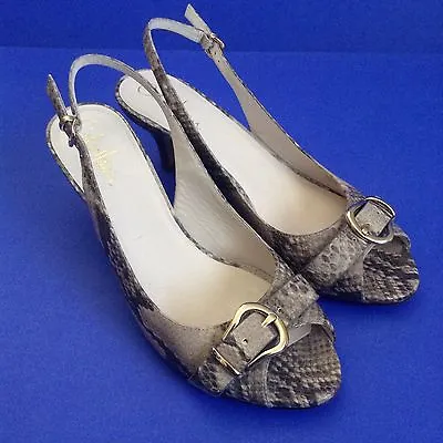 Cole Haan Shoes Air Gray Snakeskin Slingback Open Peep Toe Heels~8.5 B~Shoes • £23.70