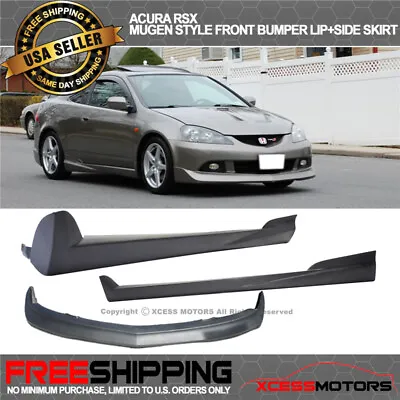 Fits 05-06 Acura RSX Mugen Style Front Bumper Lip Spoiler + Side Skirt Pair PU • $430.99