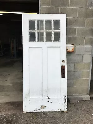 MAR 300 Antique Painted Pine Beveled Glass Entry Door 35 7/8 By 80 • $725
