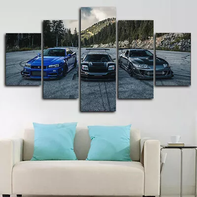 NSX Vs Skyline R34 Vs Supra Cars 5 Piece Canvas Print Wall Art Poster Home Decor • $161.80