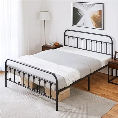 Metal Bed Frame Vintage Iron Platform Bed With High Headboard Used • £29.99