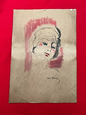 KEES VAN DONGEN Drawing On Paper (Handmade) Signed And Stamped Vtg Art • $159