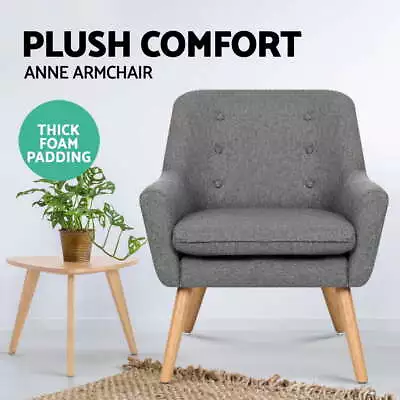 $108.26 • Buy Artiss Armchair Lounge Chair Fabric Sofa Accent Chairs Tub Armchairs Grey