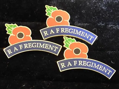 3 X RAF Regiment Poppy Badge Free Post Enamel Lapel Rockape • £9.95