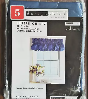 NEW Valance Curtain VTG Designables Luster Chintz Balloon Colonial Blue 88 X 16 • $6.50