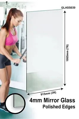 Large Mirror GLASS GYM 4MM THICK DANCE 213 X 91cm 7ft X 3ft POLISHED EDGES • £154.99