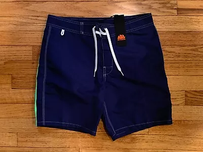 Sundek Swim Trunks Board Shorts 7  Inseam Men's Navy Striped Size 30 NEW W/ Tag! • $79.99