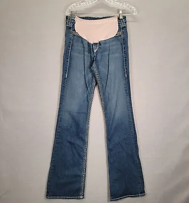 True Religion Dark Denim Twisted Flare Maternity Jeans Womens Size 31 • $26.95