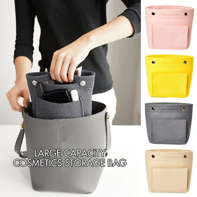 Lady Travel Organiser Handbag Felt Bag Tote Insert Liner Purse Storage Organizer • £5.09