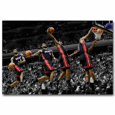 $3.23 • Buy 20A395 Lebron James Dunks Basketball Art Poster Silk Deco 12x18 24x36
