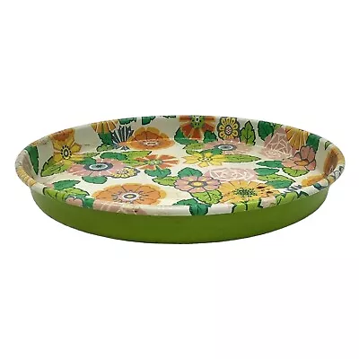 Vintage Metal Drink Serving Tray Tropical Flowers 60's 70's Mid-Century Modern  • $15.95