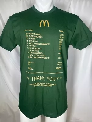 McDonald's McGold Card Receipt Thank You Green Crew T-Shirt Size L • $10