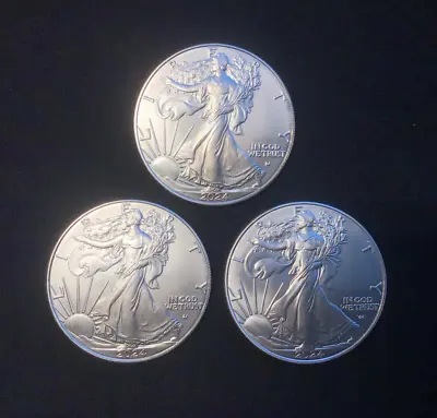 3x 2024 1oz American Silver Eagle Bullion Coins *MINT* BU (GENUINE) • £77