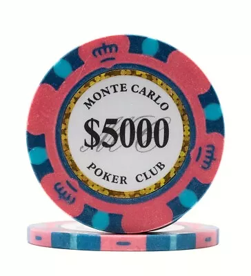 100 Da Vinci Premium 14 Gr Clay Monte Carlo Poker Chips Pink $5000 Denomination • $35.99